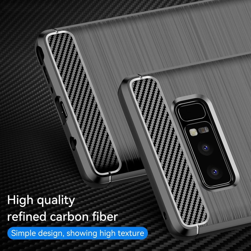 Aikcks for Samsung Galaxy Note8 Phone case, Shockproof, Scratch Resistant Carbon Fiber Jacket, Soft TPU, for Galaxy Note8 case (Black) - Image 3
